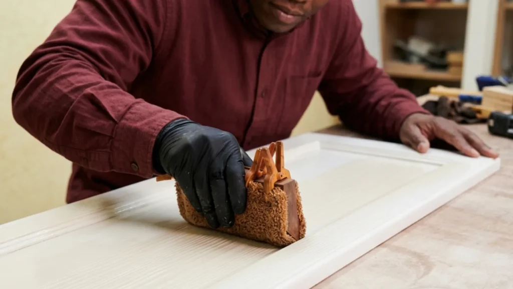 Man Painting Melamine Kitchen Cabinets